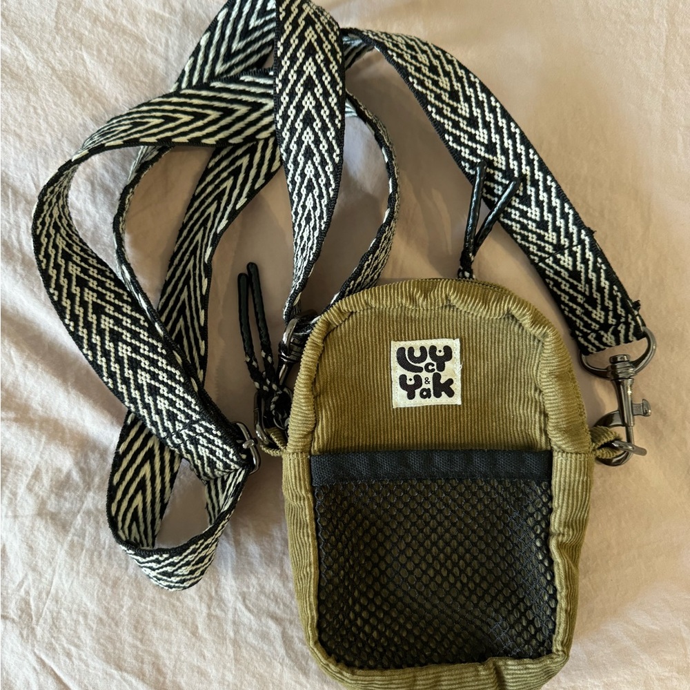 Lucy & Yak Brady Mini Cross Body Pouch Bag in Olive Corduroy
